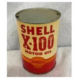 1QT. SHELL X-100 MOTOR OIL CAN
