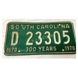 EMB. 1970 SC LICENSE PLATE 12X6