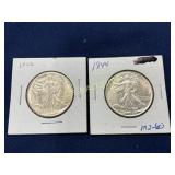 1942 and 1944 Walking Liberty Half Dollar Coins in