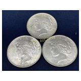 Set of Three 1922 and 1923 U.S. Peace Silver Dolla