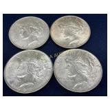 Set of 4 U.S. Peace Silver Dollars, 1922 and 1923