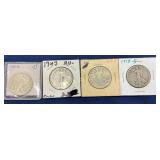 Four Walking Liberty Half Dollars, 1917-S, 1918-S,