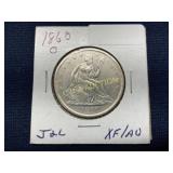 1860-O Seated Liberty Half Dollar Coin in XF/AU Co