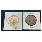 1945 Silver Walking Liberty Half Dollar and 1851 B