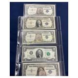 Set of Four Blue Seal $1 Silver Certificates and O