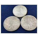 Set of 3 United States Peace Silver Dollars, 1922