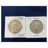 1941-D and 1942 Walking Liberty Silver Half Dollar