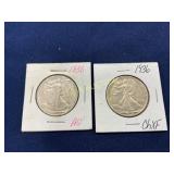 1936 and 1938 Walking Liberty Half Dollars in Prot