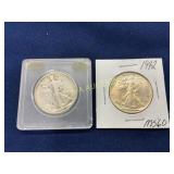 1940 and 1942 Walking Liberty Half Dollar Coins