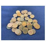 Collection of 50 Indian Head Pennies, Various Date
