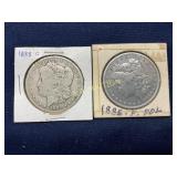 1888-O and 1886-P Morgan Silver Dollars in Cardboa