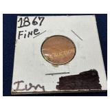 1867 Indian Head Cent in Paper Coin Holder