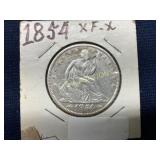 1854 Seated Liberty Half Dollar, Arrows at Date, X