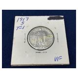 1917-S Standing Liberty Quarter, Type 1, VF Condit