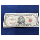 1963 $5 United States Note with Red Seal, Serial N