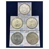 Set of Five Silver Eisenhower Dollars in Coin Hold