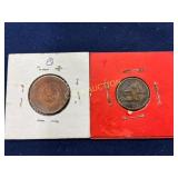 1864 2-Cent Coin and 1857 Flying Eagle Cent Pair i