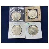 Set of Four 1964 Kennedy Half Dollars in Protectiv