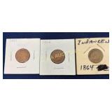 Lot of Three Indian Head Pennies (1864, 1901, 1904