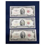 Series 1953 United States $2 Red Seal Notes, Set o