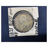 1821 Capped Bust Half Dollar, Extra Fine, Lettered