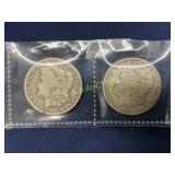Pair of 1901 Morgan Silver Dollars in Protective S
