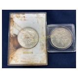 1904 and 1921 Morgan Silver Dollars in Protective