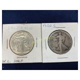 1942 Walking Liberty Half Dollar MS-60 and 1920 Wa