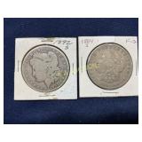 1892-S and 1884-S Morgan Silver Dollars in F-12 Co