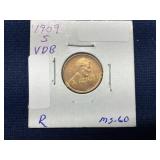 1909-S VDB Lincoln Cent, MS-60 Grade