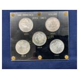 Five-Coin Set of San Francisco-Minted Morgan Silve