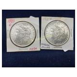 1883 Morgan Silver Dollars, O and O-Mint, MS60, in