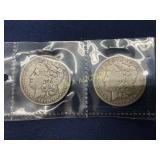 1900 and 1901 Morgan Silver Dollars in Protective