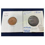 1903 Indian Head Cent and 1828 Classic Head Half C