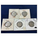 Collection of 5 Liberty Head ï¿½Vï¿½ Nickels, 1902, 19