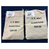 Two Complete Unopened $25 Bags of Missouri State Q