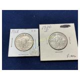 1920-S and 1928 Standing Liberty Quarters in Cardb