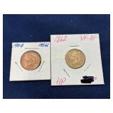 1904 and 1862 Indian Head Pennies in Protective Ho