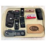 Assorted Holsters, Knife Sheaths, and Empty Knife