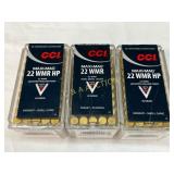 Three Boxes of CCI Maxi-Mag .22 WMR HP Ammunition,
