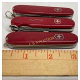 Set of Three Victorinox Swiss Army Pocket Knives w