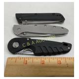 Set of Three Folding Knives: Kershaw, Buck, and Un