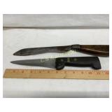 Two Vintage Wooden-Handled Knives with Steel Blade