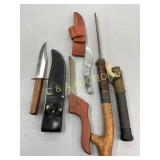 Collection of Mixed Knives and Tools with Assorted