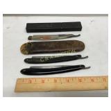 Collection of Straight Razors with Accessories, In