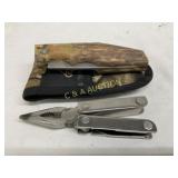 Camo-Handle Folding Knife and Leatherman Multi-Too