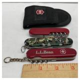 Set of Three Swiss Army Knives, Including L.L. Bea