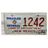 1991 New Mexico Disabled Veteran License Plate ï¿½La