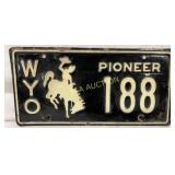 Wyoming Pioneer ï¿½188ï¿½ License Plate Featuring Buck