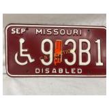 Missouri 1994 Disabled License Plate with Handicap